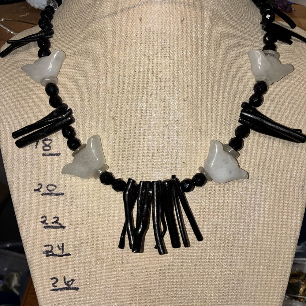 Handcrafted Black & White jade black coralNecklace - Women Jewelry